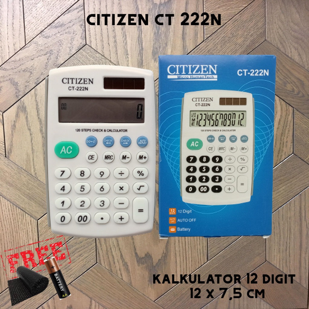 

Kalkulator Saku Kecil Minimalis Pabrik Dagang Sekolah Display 12 Digit Auto Off Ukuran 12 x 7,5cm CT 222N