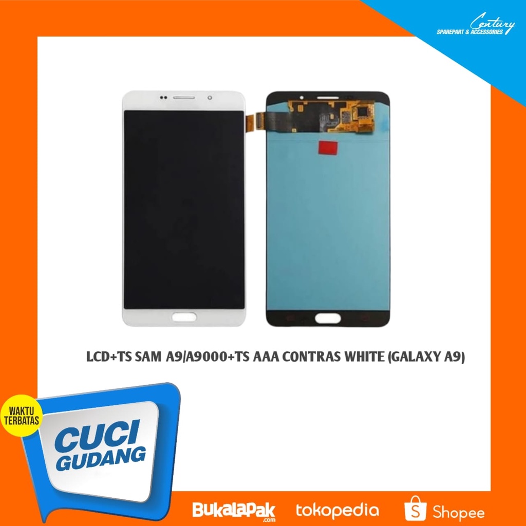 LCD SAM A9/A9000+TS AAA CONTRAS WHITE (GALAXY A9)