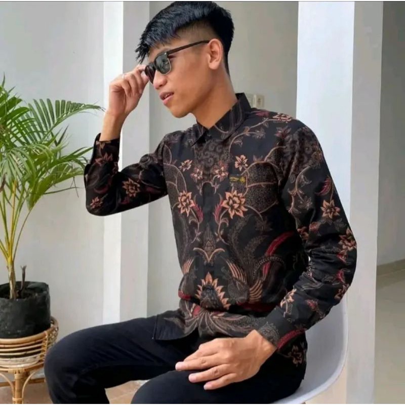 SULTAN Kemeja Batik Pria Lengan Panjang Furing Slimfit Katun Sragenan