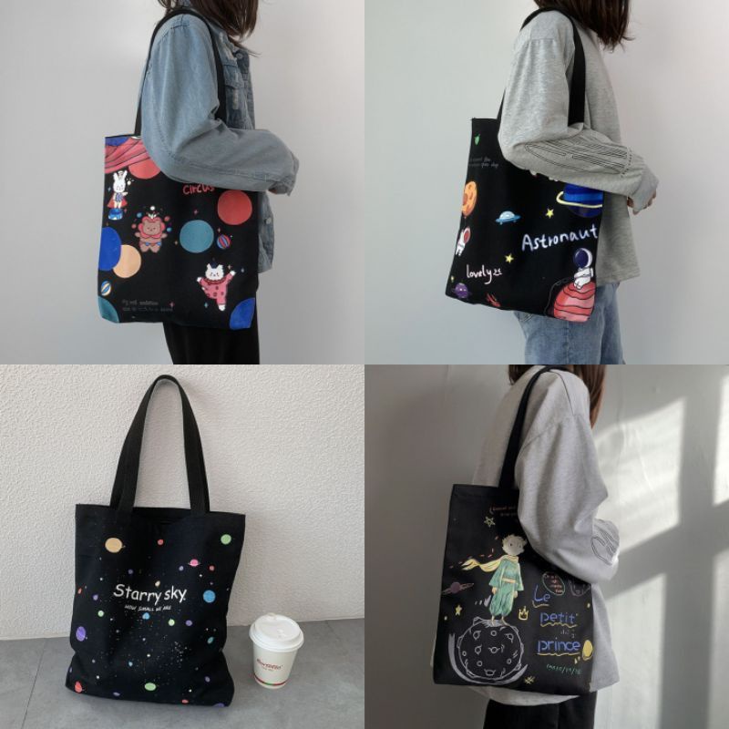 Tote bag / totebag / tas dinir / tote bag kotak / tas kanvas kantong depan / tas kanvas resleting