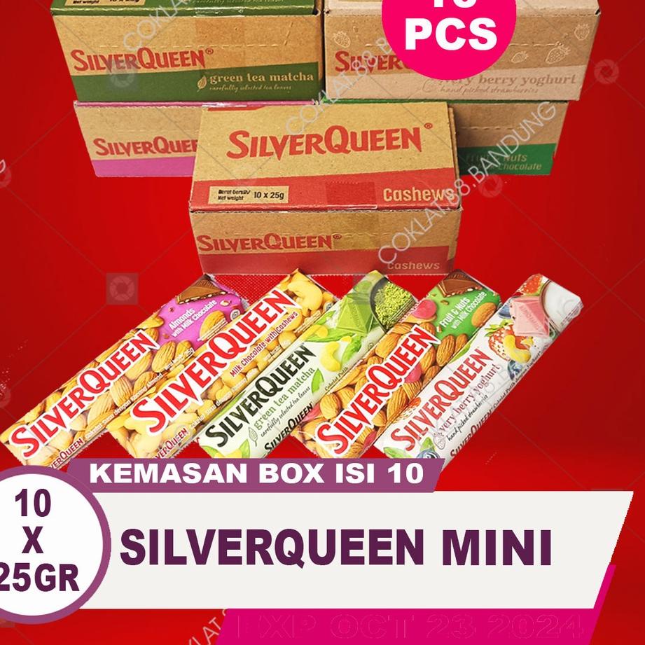 

◙ SIlverQueen Kecil 25gr 1 Box Isi 10 Batang Coklat EX 28 gram - Cokelat SIlver Queen 25 gram Chunky Bar 30gr X 10pcs Milk Chocolate Cashew Almond Fruit Green Tea Matcha Yogurt 25 gr ❁