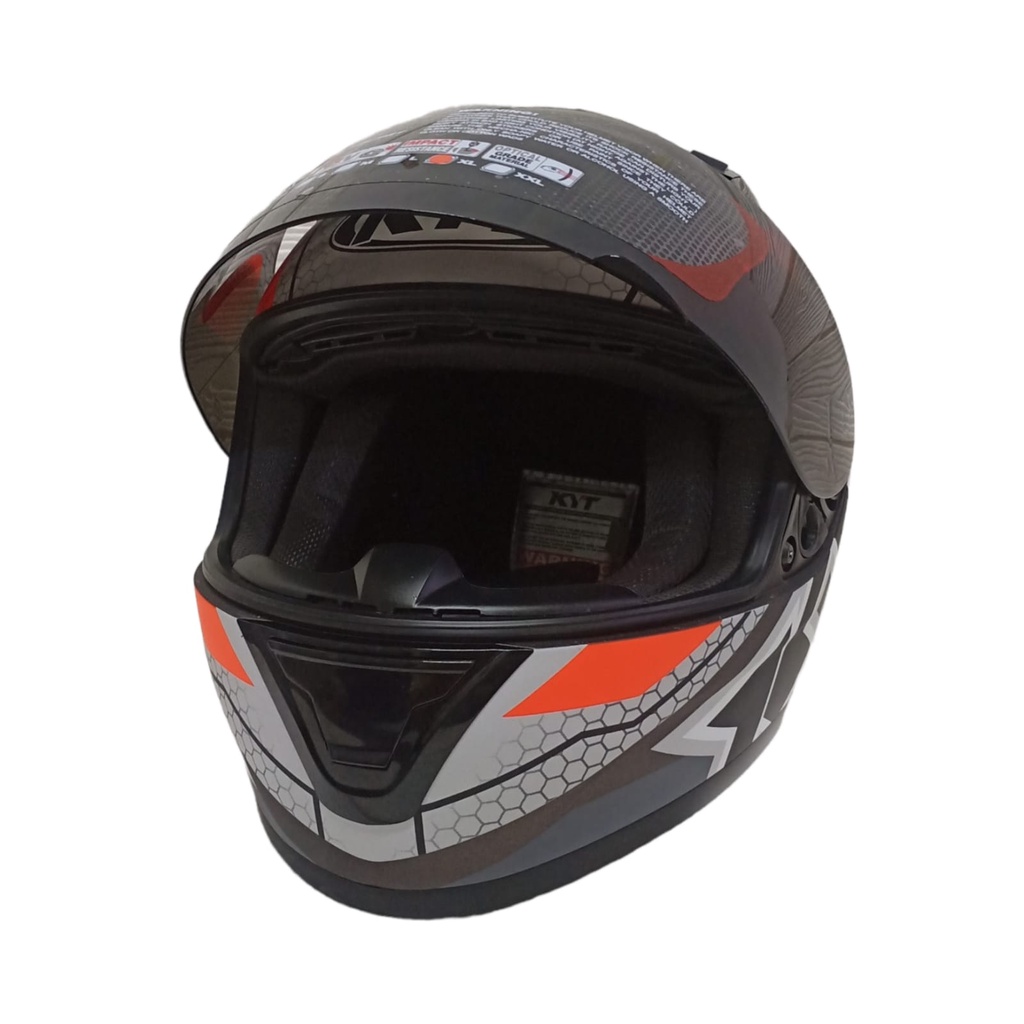 HELM KYT R10 #5 MATT GUNMETAL RED FLUO R-10 #5 KYT R-10 SMOKE VISOR