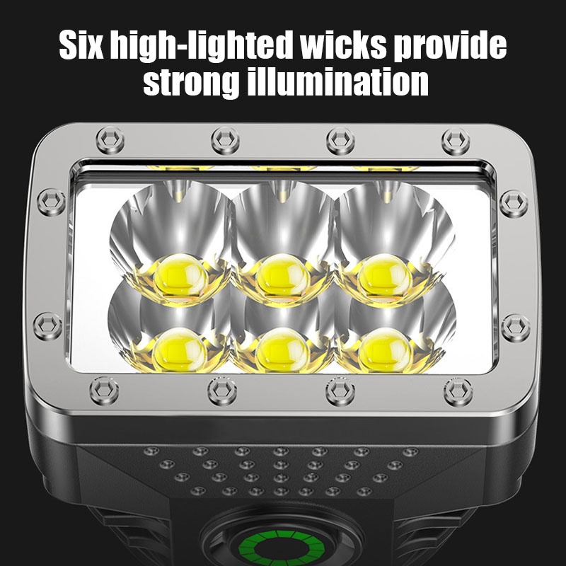 6leds Senter USB Rechargeable Mini Torch Kecerahan Tinggi Power Display Tahan Air Flashlamp Pencahayaan Luar Ruangan Camping Alat Darurat