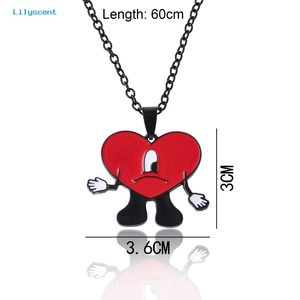 [LS] Liontin Kalung Pribadi Berbentuk Hati Rantai Salib Geometris Electroplating Leher Ornamen Colorfast Bad Bunny Heart Necklace Perhiasan Aksesori