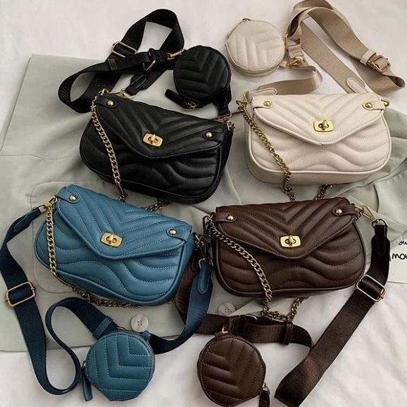 Mamora Bags - BQ3066 Tas Set Poket Wanita Import Premium Tas Selempang Mini Cewek Murah Kekinian ZCJ