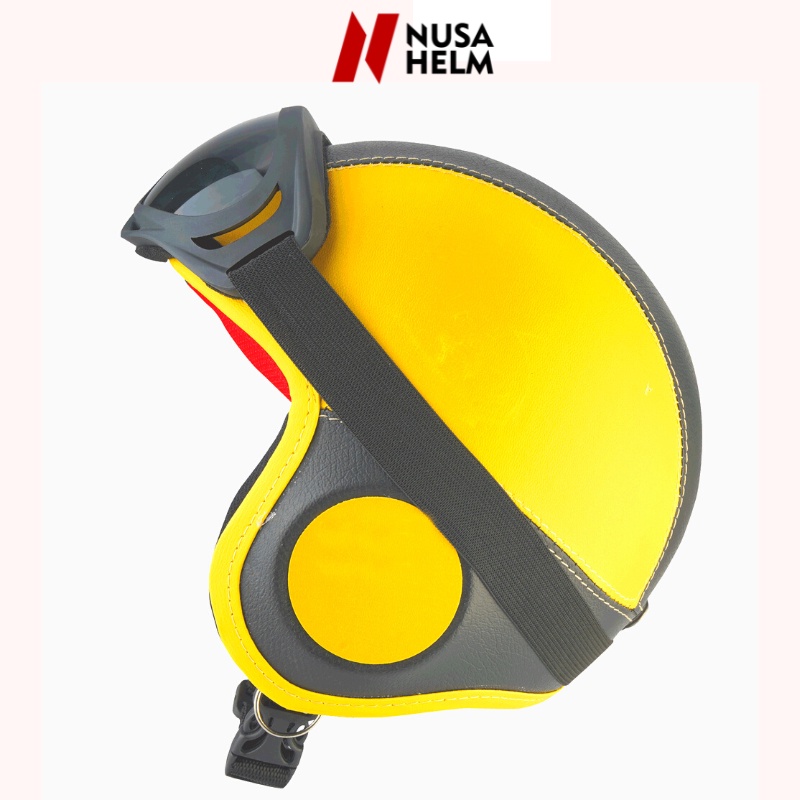 Helm Bogo Retro Anak Pororo Free Kacamata Usia 2 3 4 5 6 Tahun Laki Perempuan Merah Kuning Polos