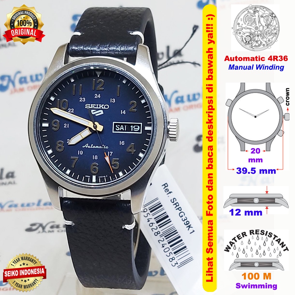 Seiko 5 Sports SRPG39K1 Automatic Leather - Jam Tangan Pria SRPG39