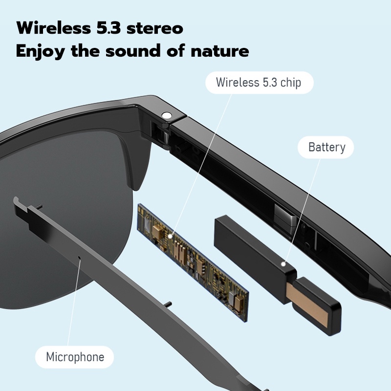 [COD] Smart Glasses Wireless Eearphone Sunglasses Outdoor Smart Sport Bluetooth Headphone MP3 Sunglasses - T76