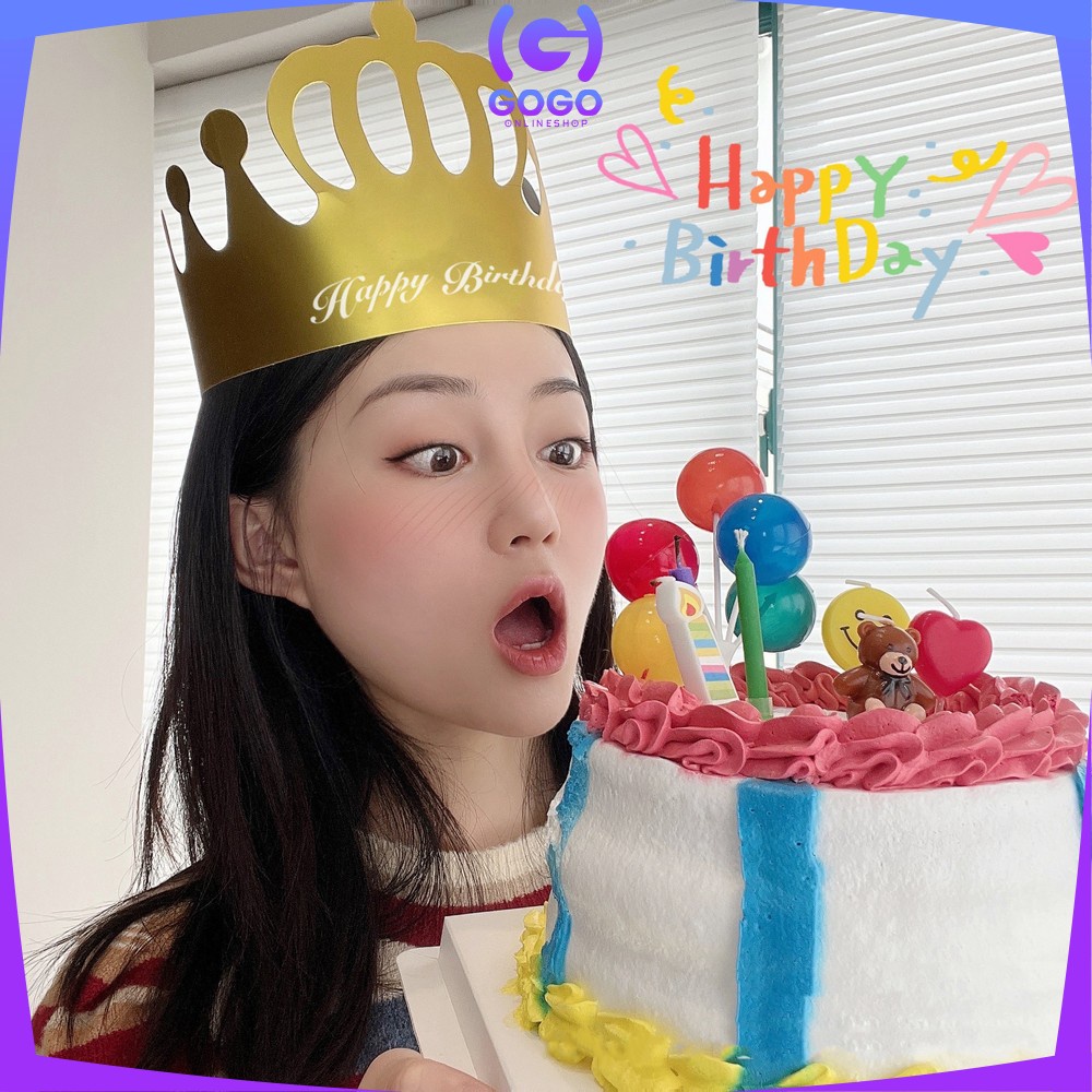 GOGO-C790 Topi Anak Ulang Tahun Kertas Bentuk Mahkota / Crown Happy Birthday Party Hat Topi Kertas HBD Dekorasi Pesta