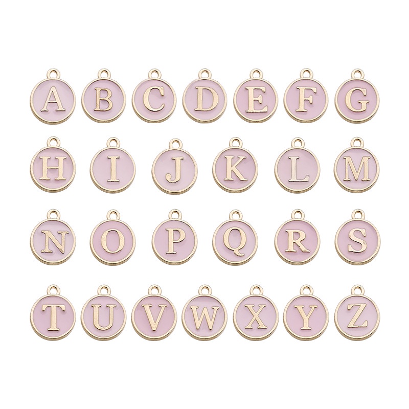 Diy Perlengkapan Membuat Perhiasan 26pcs Alfabet Karakter DIY Liontin Untuk Anting Gelang Kalung Perlengkapan Membuat Perhiasan Charms Beads Pink26 Initial Alphabet Charms Letter