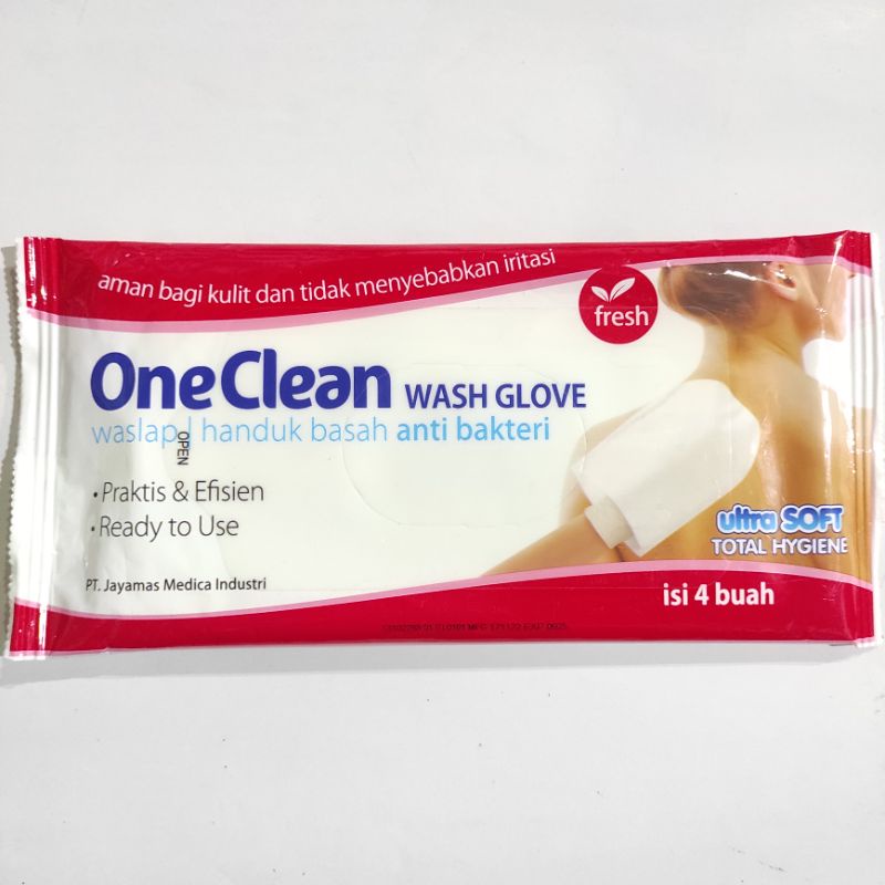 Tisue basah waslap/ one clean wash glove/ washlap waslap sekali pakai one med