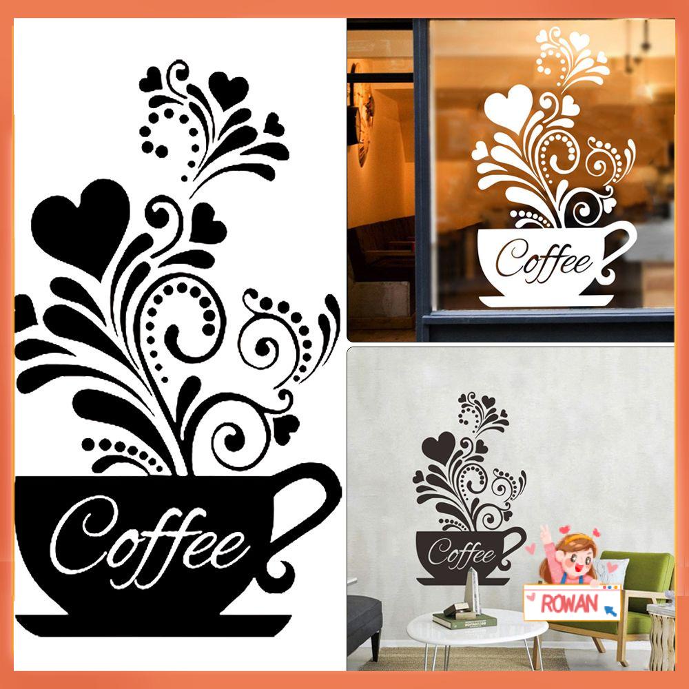 R-flower DIY Wall Sticker Removable Wall Art Bunga Hati Hiasan Ukir Cangkir Kopi