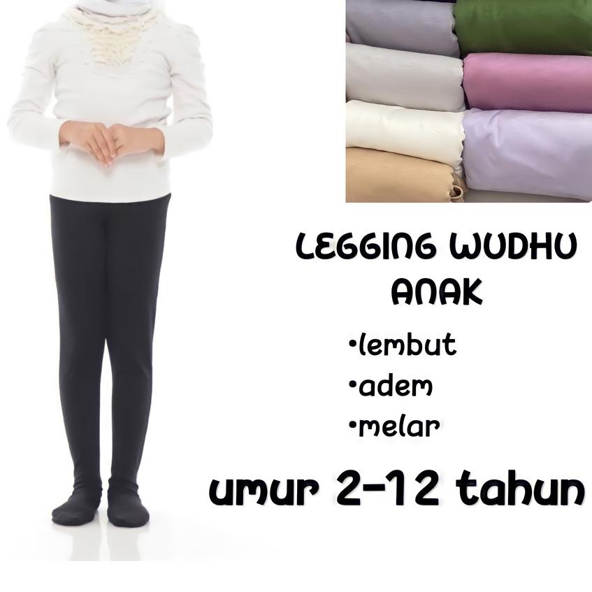 ➫ Celana Legging Wudhu Polos Anak Bahan Spandek Rayon Premium ➯
