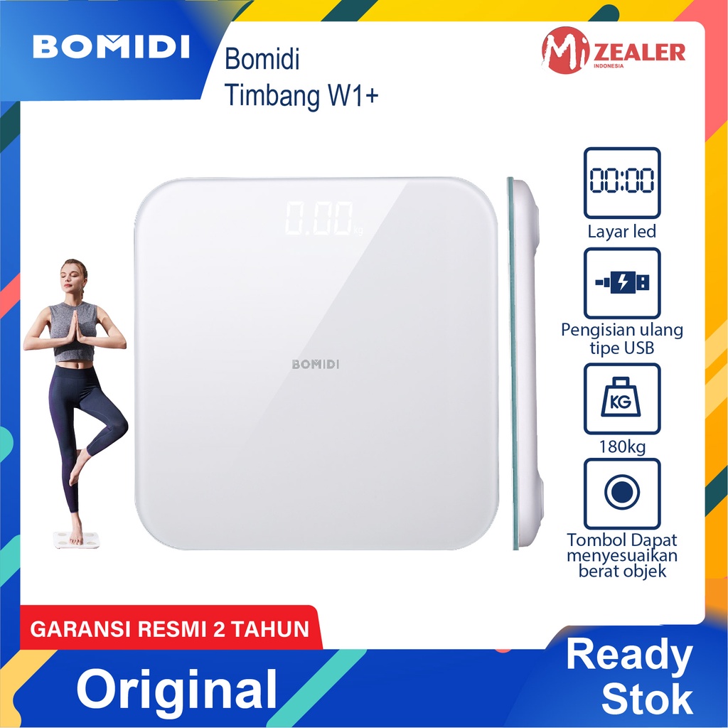 Xiaomi Body Fat Scale BOMIDI W1+ Timbangan Elektronik With USB 180Kg Weight Body Scale Desain Unik LCD Display