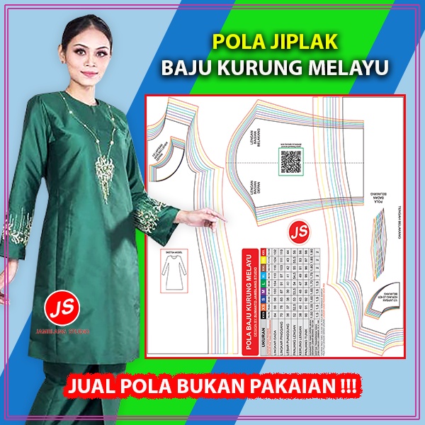 Pola Jiplak Baju Kurung Melayu [ JP 038 ] | Rotsa.Id