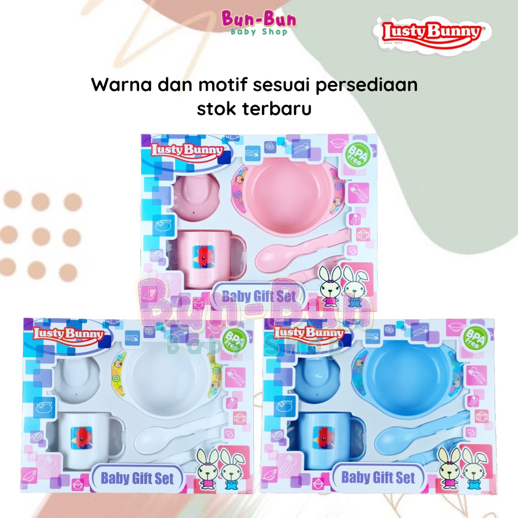 LUSTY BUNNY 5 in 1 Feeding Set Peralatan Makan Bayi Baby Gift Set Murah Lucu Kado Kelahiran