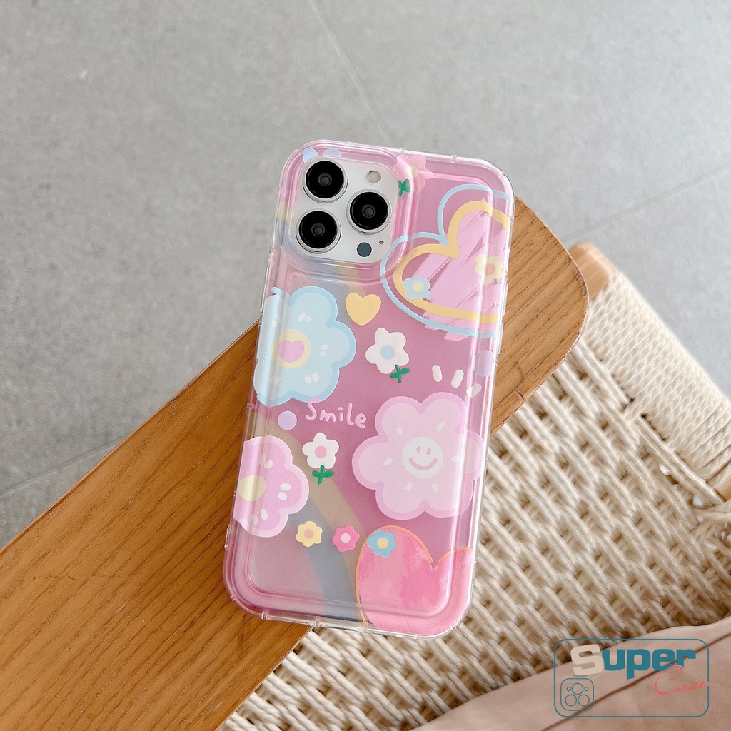 Untuk Samsung A04 A13 A14 A34 A54 A03 A04s A30s A23 A30 M13 A51 A50s A22 A10S A52s A21S A20S A02s A03s A20 M23 A04E A71 A50 A31 A52 A32 A1 Fresh Flower Cute Smile Airbag Soft Case