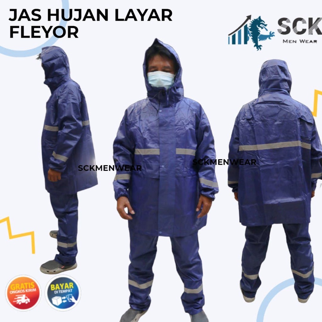 Jas Hujan LAYAR FLEXOR BIRU 957 Tf Suit Anti Tembus Angin / Mantol Olahraga Waterproof Anti Tembus Air - sckmenwear GROSIR