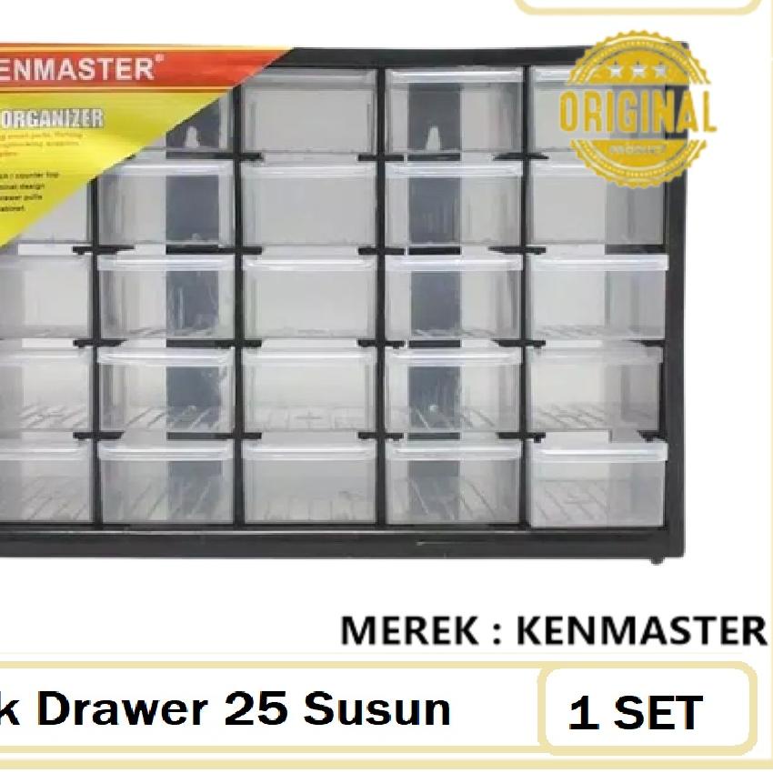 ♕ Kotak Plastik Kenmaster Rak Drawer 25 Susun Laci 25Slot Rak Susun Rak Plastik Kotak Kotak 25 Susun