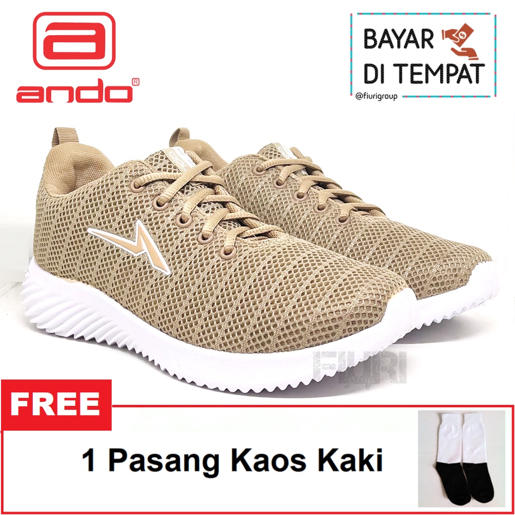 FIURI - ANDO - RUBEN 39-43 MOCHA - Sepatu Kets Pria - Sepatu Sneakers Pria - Sepatu Olahraga Sport Pria - Sepatu Casual Kanvas - Sepatu Jogging Lari Fitness Gym Senam Pria - Sepatu Sekolah Bertali SMP SMA