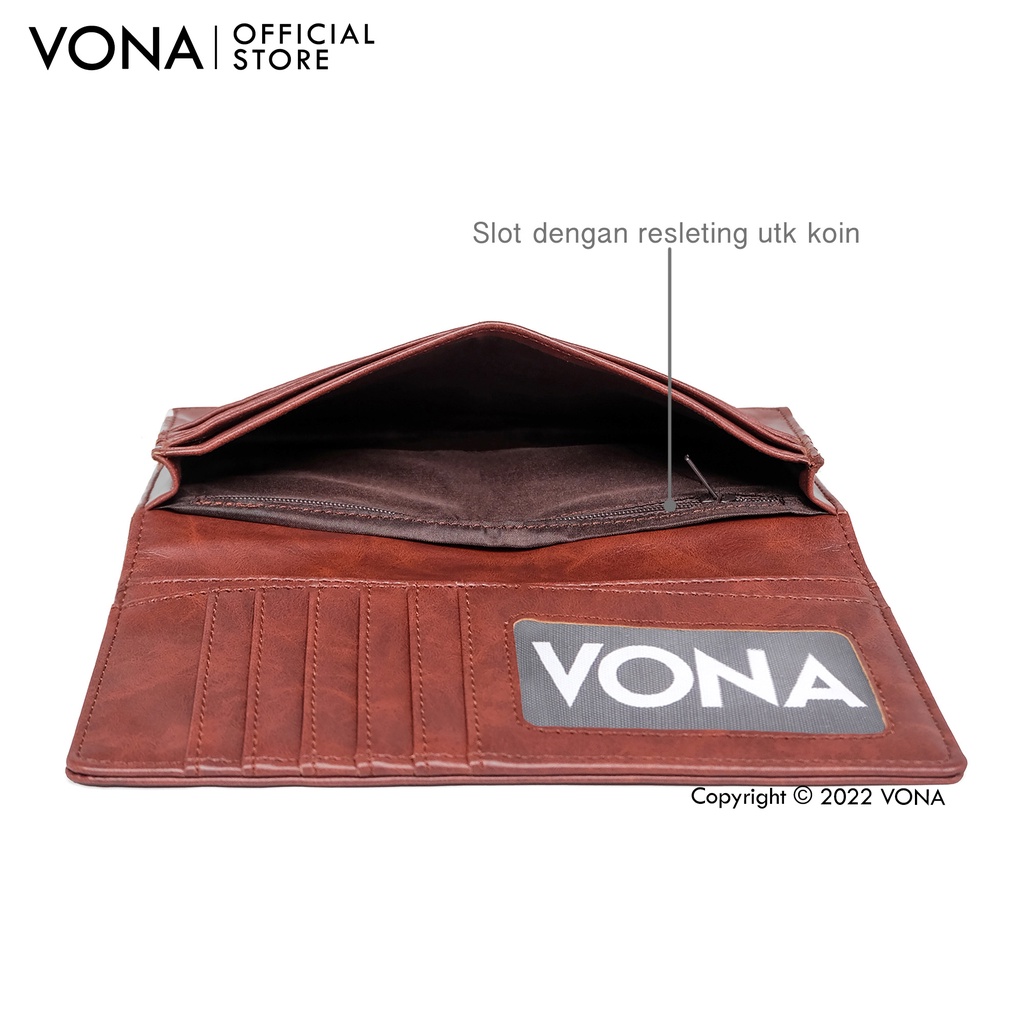 VONA Foxx Long Wallet -  Dompet Lipat Panjang Original Pria Wanita Kulit PU