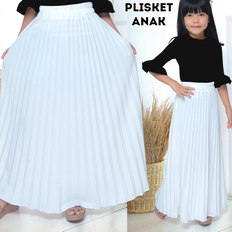 ☊ Rok plisket putih anak bahan premium ☀