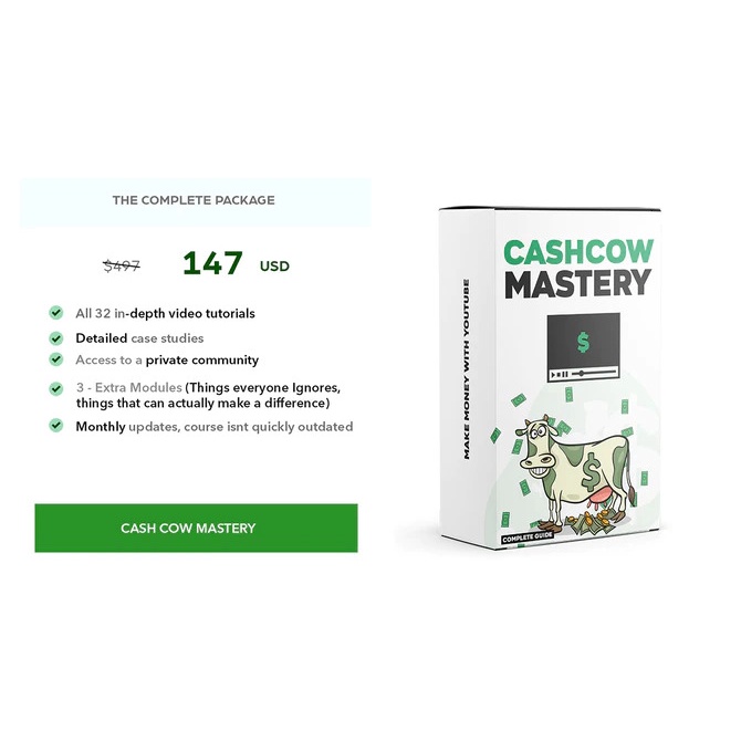 ecourse youtube cashcow mastery termurah