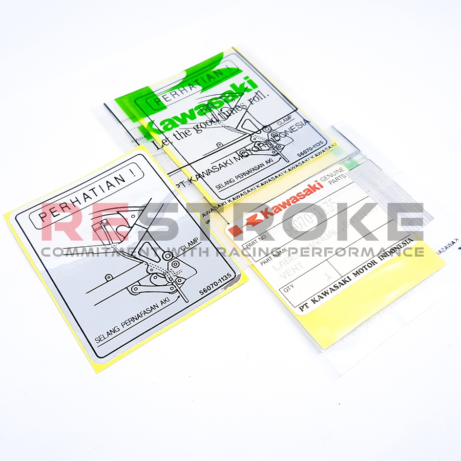 STIKER LABEL PERHATIAN AKI BATTERY NINJA KIS R SS ORIGINAL KAWASAKI NOS