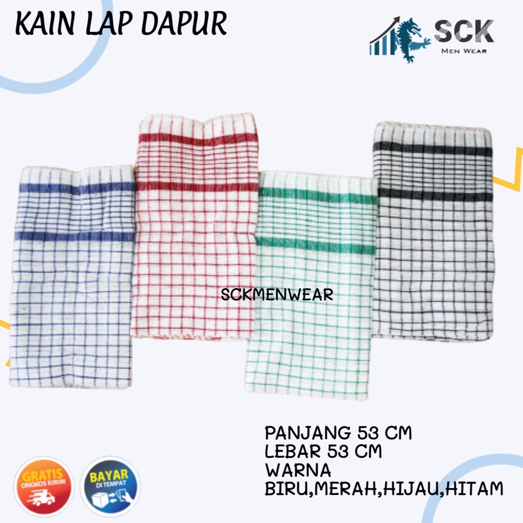 [ISI 3] KAIN LAP SERBA GUNA DAPUR / SERBET MAKAN MOTIF KOTAK KAIN KATUN - sckmenwear GROSIR