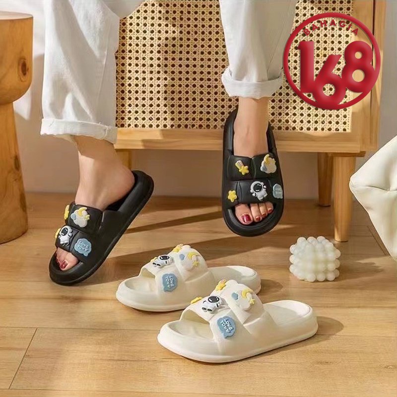 Sandal Karet Jelly Korea Wanita Sendal Slop Rumah Kekinian Anti Slip Import model Astronaut