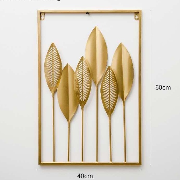 WALLDECOR HIASAN DINDING FRAME METAL GOLD B8219 MOTIF DAUN UKURAN 40X60 DEKORASI RUMAH AESTHETIC