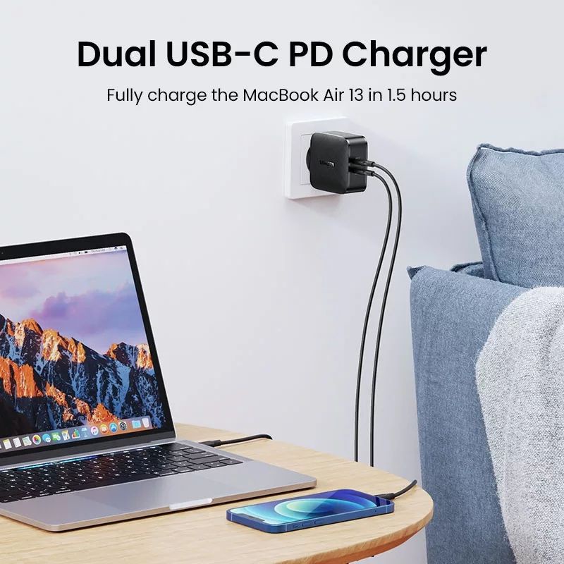 Ugreen 66W Charger 2 Port USB Type C PD QC 3.0 4.0 Fast Charging