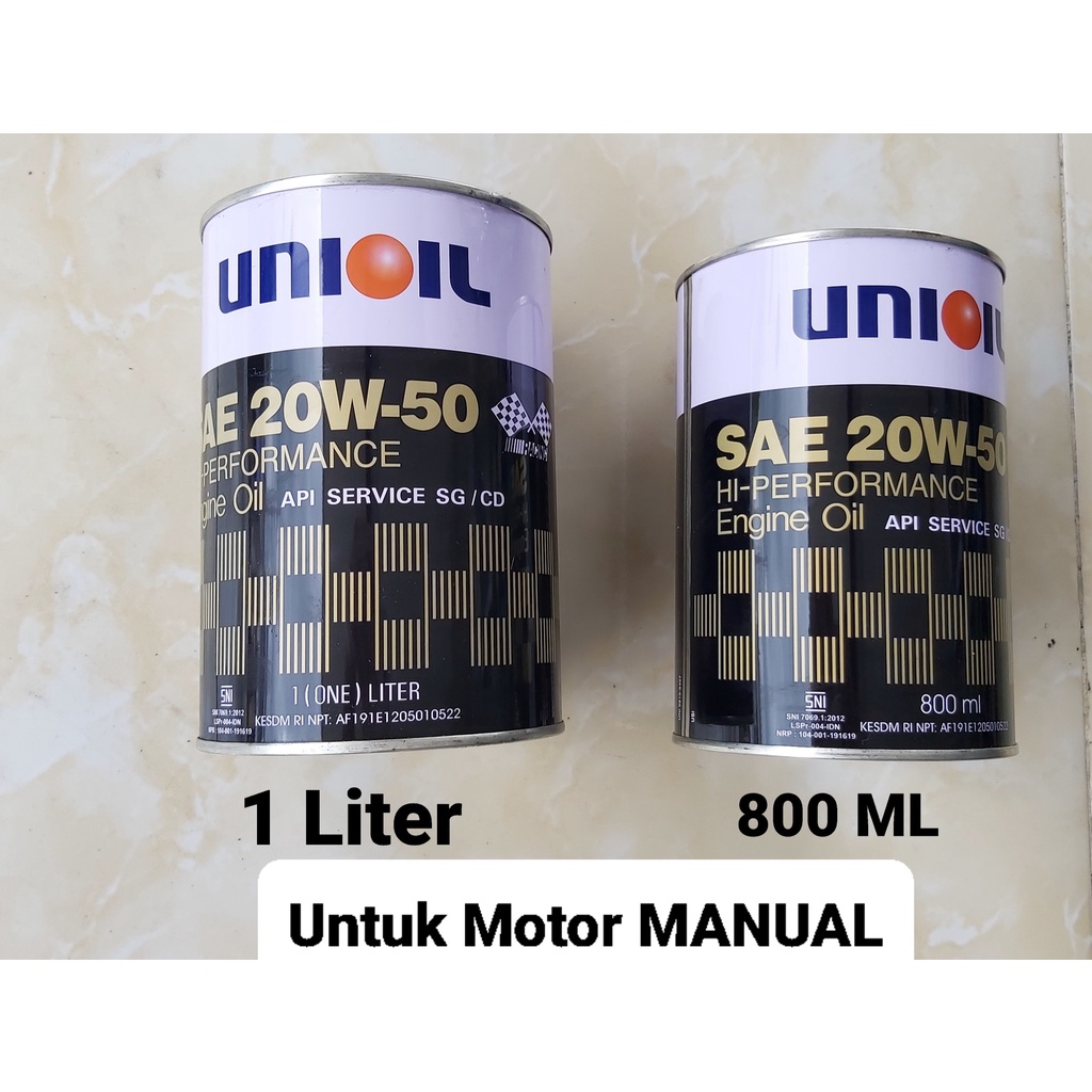 UNIOIL GOLD / UNION OIL GOLD 800 ML / 1 Liter SAE 20W-50 Motor MANUAL 4 TAK / Oli Union