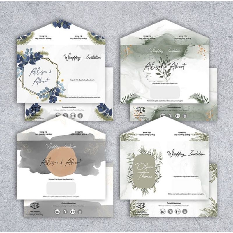 PROMO SHOPEE undangan amplop + isi hardcover / undangan hardcover mewah murah / undangan watercolor 