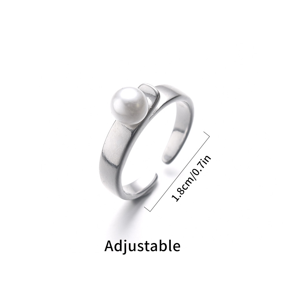 Ladies Fashion Perhiasan Pesta Rings Wanita Adjustable Open Simple Pearl Finger Ring Hadiah Yang Indah Elegan Pernikahan Pasangan Rings Halus