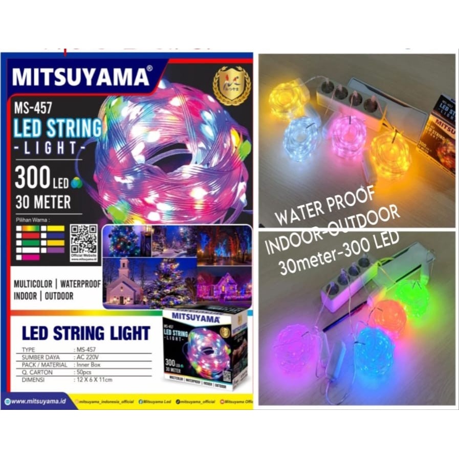 Barangunik2021 -Lampu Hias 300 LED 30 Meter 8 Mode Mitsuyama MS-457 Lampu Natal Bagus