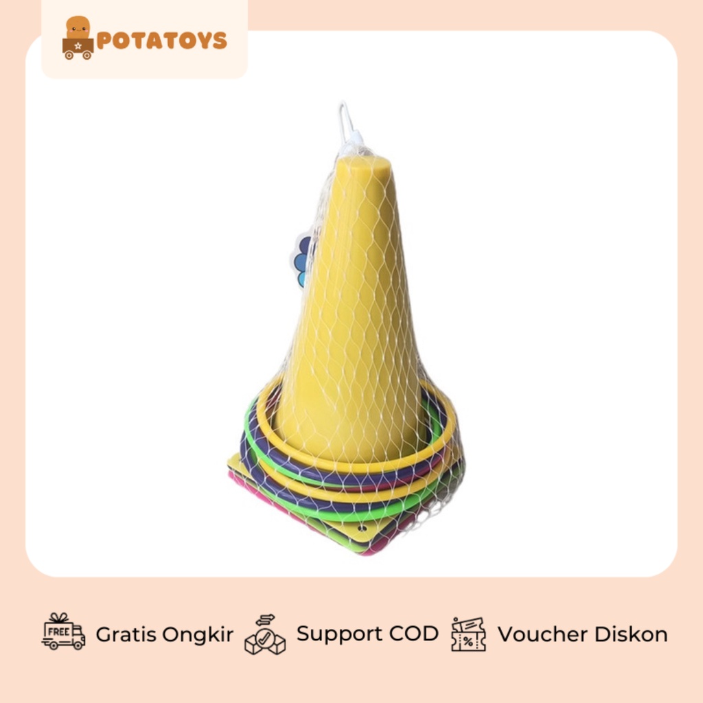 [ Potatoys ] Big Cone Ring Throw / Mainan Lempar Gelang Cincin Kerucut Rintangan Olahraga / Latihan Koordinasi Mata Tangan
