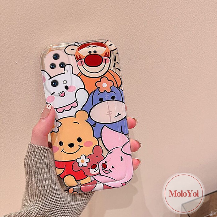 IPHONE Case Kompatibel Untuk Iphone7 8 Plus 11 12 14 Pro Max XR XS Max X 6 6s Plus 13 Pro Max SE 2020 Kartun Lucu Winnie The Pooh Bear Shockproof Airbag Lembut TPU Full Penutup Belakang