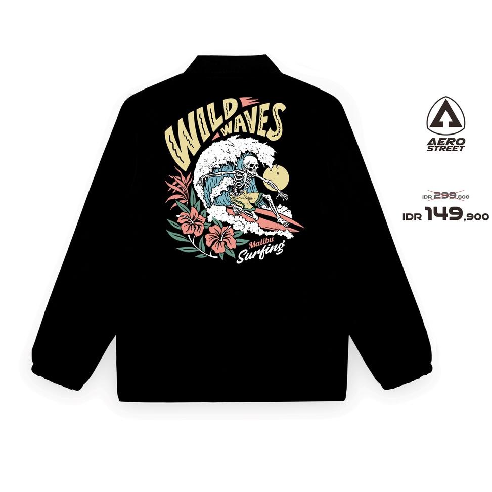 SALE Aerostreet Coach Jacket Wild Waves Hitam Jaket DADAA