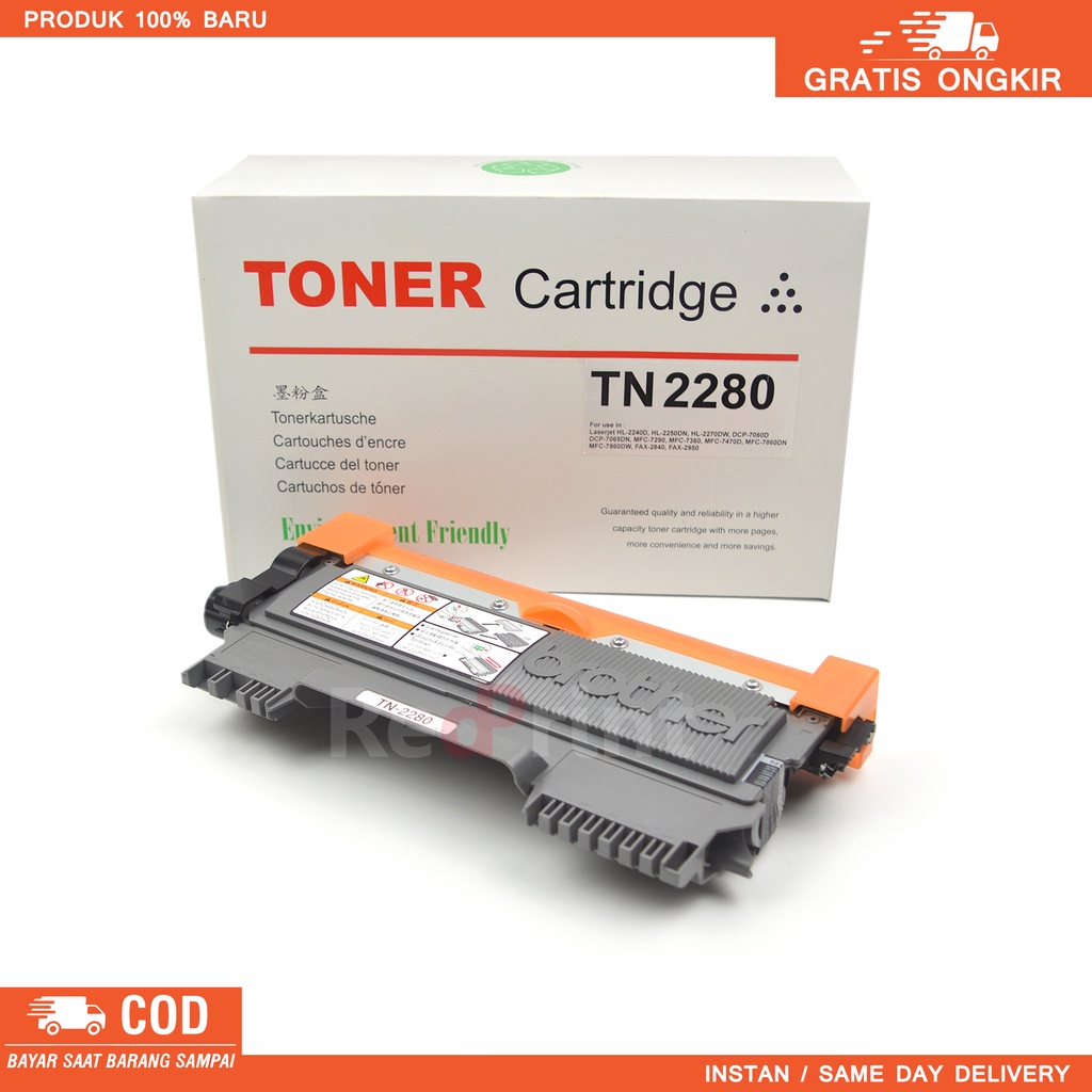 Toner Cartridge TN2280 untuk printer DCP-7065DN, DCP-7065, HL-2240, HL-2270DW, HL- 2250, MFC-7360 MFC-7860DW, MFC-7460DN