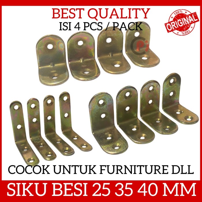 Isi 4 Pcs Siku Besi Untuk Rak Atau Furniture Lemari Ukuran 25 35 40mm