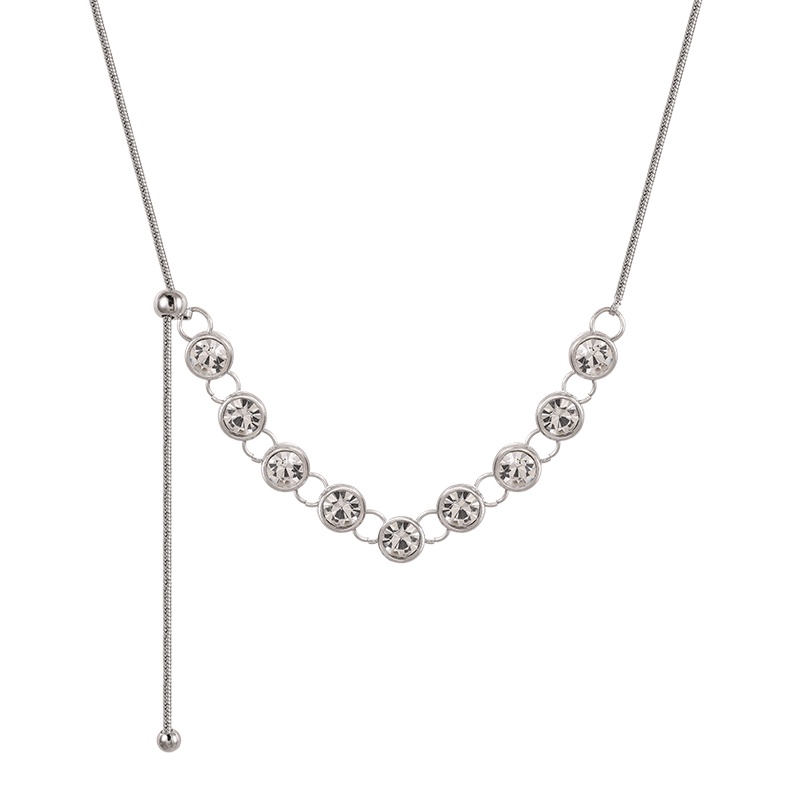 Kalung Wanita titanium zircon glitter Pengubah Ukuran Tarik