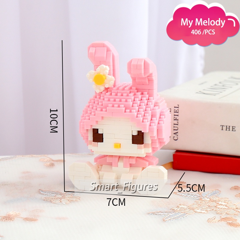 Blok Bangunan Partikel Kecil My Melody Sanrio Kuromi Hello Kitty Mainan Puzzle Seri Cewek Hadiah Ulang Tahun