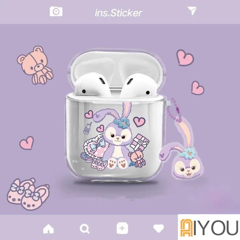 Casing soft case Silikon Transparan Motif Kartun Kelinci Untuk Apple airpods 1 / 2 generation inpods 1 2