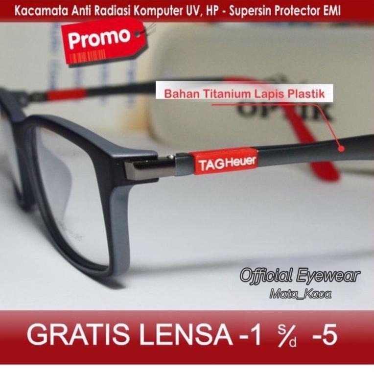 HOT SALE Kacamata Minus Pria Tag Heueer Premium | Gagang Titanium pelindung karet