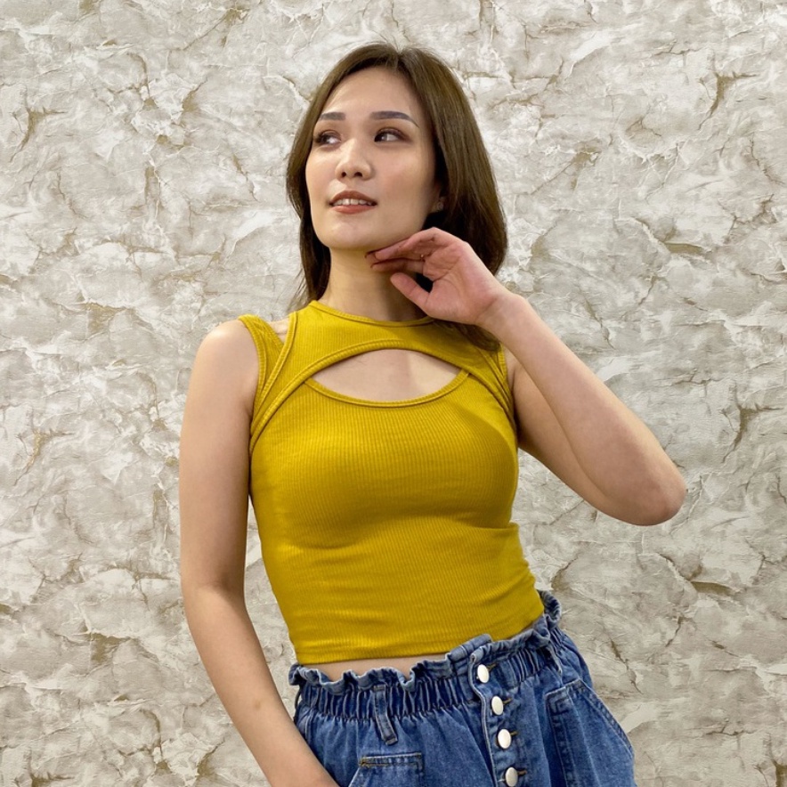 CAVALU Korean Knit Crop Tank Top Off Shoulder Top Korea Rajut Baju Atasan Wanita 199