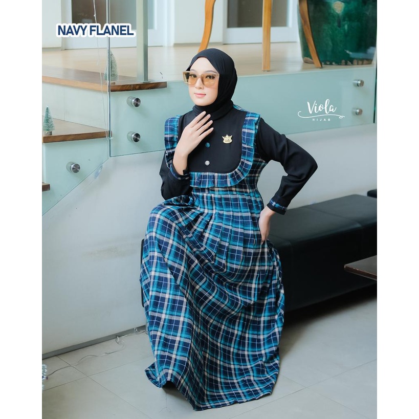 Gamis Wanita Motif Original Viola Hijab Syafira Dress/ Gamis Terbaru Bahan Kombinasi