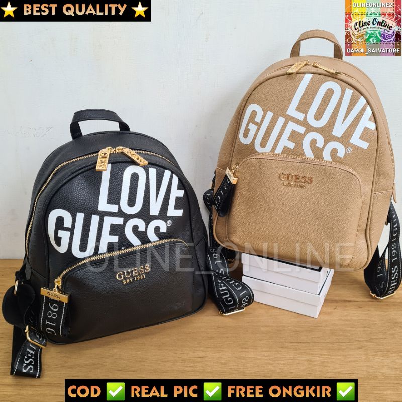 (WODB) tas backpack haidee LOGO 4G ransel wanita medium-big size logo khakis cream dan black ciayumajakuningan cirebon indramayu majalengka tegal losari COD Readystock instan delivery gs gb bag