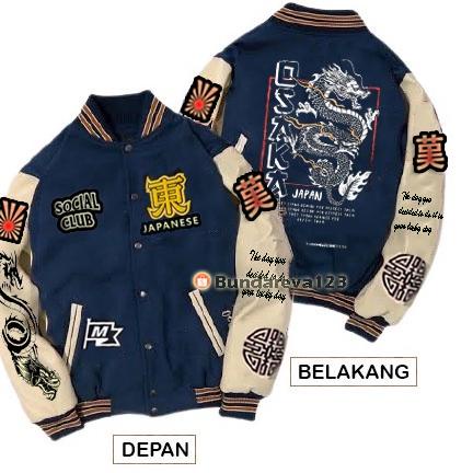 BOOMING Jaket Baseball Varsity - Jaket Varsity Baseball Pria Wanita Kamikaze Jepang Fullprint