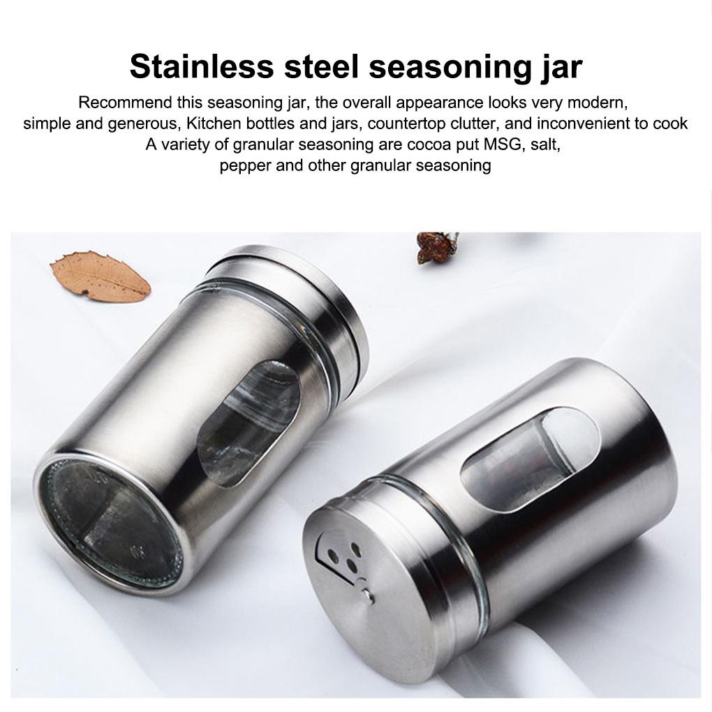 Spice Shaker Stainless Steel Merica Garam Toples Putar Tutup Botol Wadah Bubuk Bumbu Dapat Dicuci Reusable Gadget